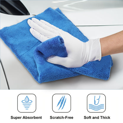 30pcs Edgeless Microfiber Plush Towels for Cars Detailing Drying Wash Polishing Towel Plush Absorbent Microfiber Plush Microfiber Cleaning Cloths for Cars, 500 GSM, 16 X 16 Inch(Dark Blue)