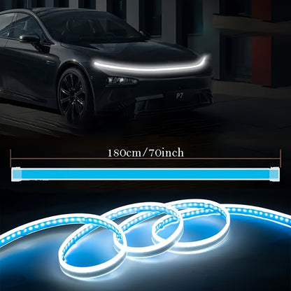 1pc Of 70-inch Engine Through-light, LED High-brightness White Light, Automatic Welcome Mode When Unlocked, with Steering Effect, 12V Indoor Wiring Installation, Suitable for Cars, SUVs And Other Models