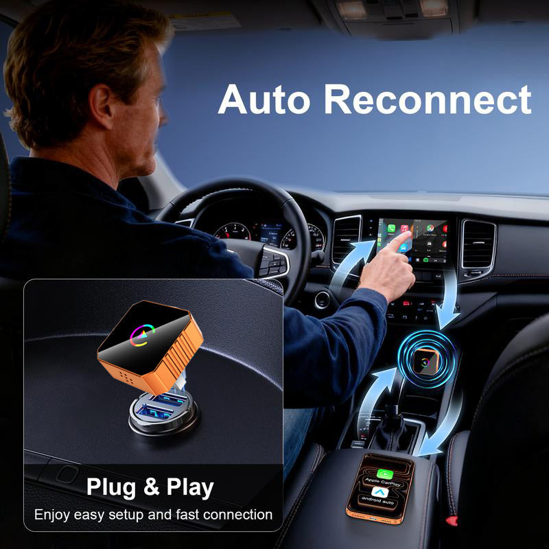 Wireless Carplay for Vehicles Hands-Free Smartphone Connectivity USB Port Compact Design Seamless Connection Compatible with Vehicles Equipped with Wired Carplay And Wired Android Auto Protocols, Without Battery