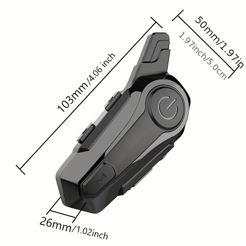 The Wireless Intercom Headset for Motorcycle Helmets Supports Real-Time Communication for Two People And Is, Compatible with Full-Face, Three-Quarter, And Open-Face Helmets.