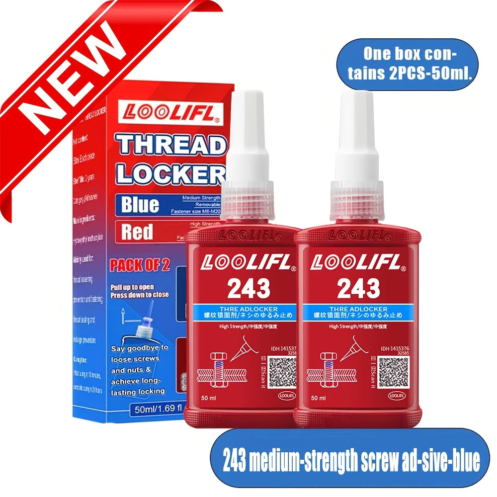 High-Strength Heat-Resistant 234-271 Threadlocker, 243 Medium-Strength Anaerobic Threadlocker, 271 High-Strength Anaerobic Threadlocker, Anti-Loosening Sealant, Permanent Locking and Sealing Multi-Purpose Adhesive for Metal Parts, Quick-Fix Removable