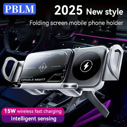 Car Holder with Wireless Fast Charging for Foldable Screen Phones Suitable for iPhone 8/X/11/12/13/14/15 Series, Samsung Note20/10/9/8 Series, S10/9/8 Series Fold 5, Fold 6/, W23/W24 Wireless Charging Output 5W/7.5W/10W/15W