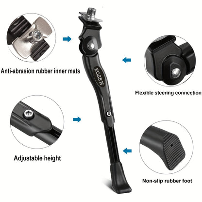 Bike Kickstand, Adjustable Strong Aluminum Alloy Bicycle Kickstand for 24-29 Inch Bikes