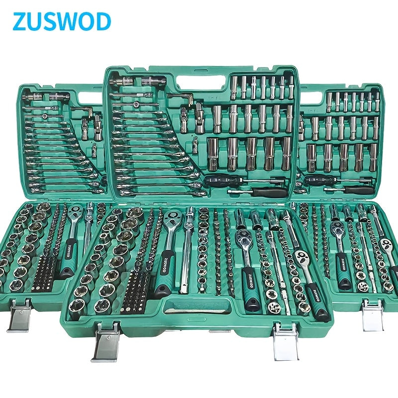 High End Professional 216 Tool Set, 1/4" 3/8" 1/2" Drive Depth And Standard Sleeves, Ratchet Wrench Set, S2 And CR-V Sleeves, Automotive Parts Repair Quick Ratchet Wrench And Other Automotive Repair Parts, Professional Racing Grade Repair Tool Set