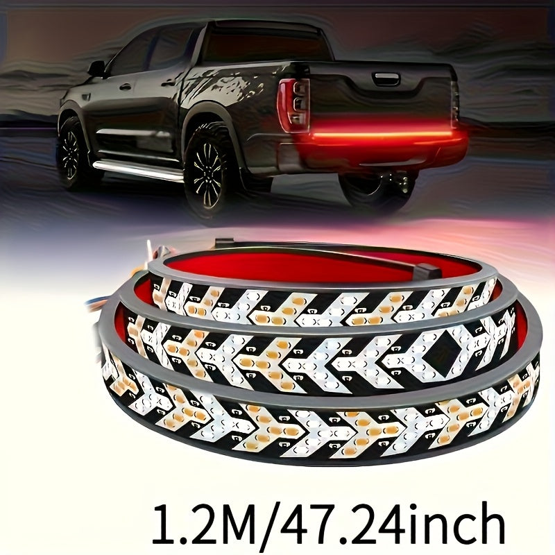 47.24inch Long Pickup-Style Off-Road Vehicle Arrow-Shaped LED Light Strip, Equipped with Red And Yellow Flowing Lights, Car Atmosphere Light Strip, Decorative Neon Light Strip on The Rear of The Truck, a Thoughtful Gift, with Fishbone Design