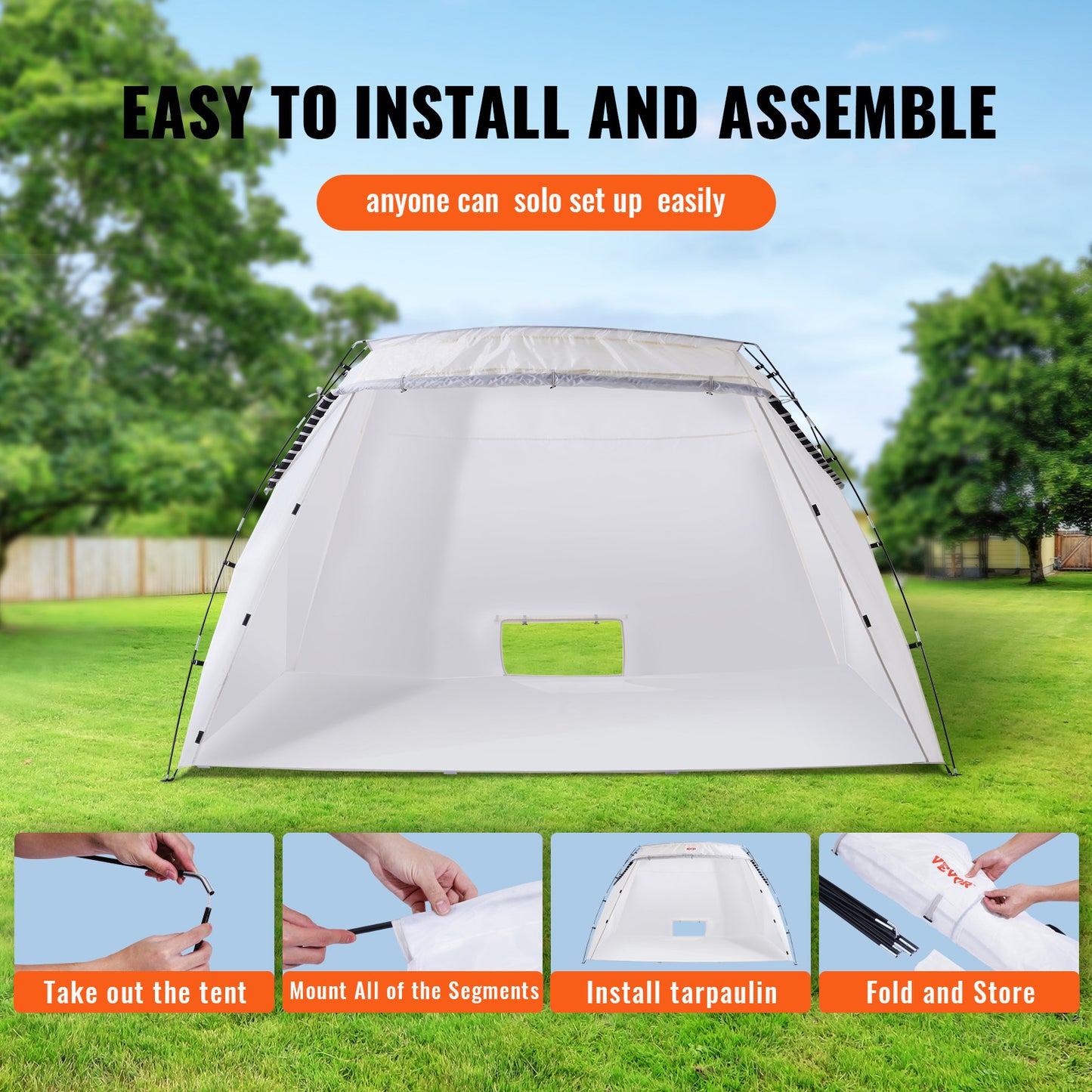 VEVOR Spray Paint Shelter Spray Paint Tent 90*62*62in/120*84*72in Portable Paint Booth DIY