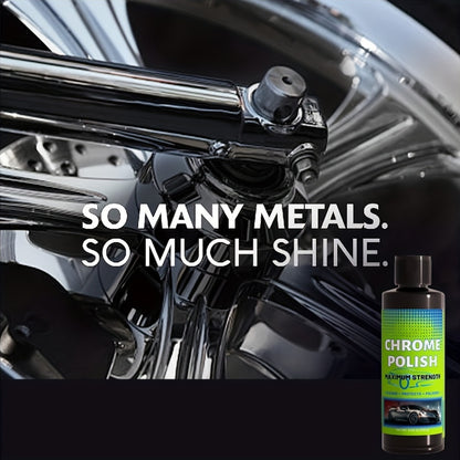Chrome Polish And Protector That Enhances And Safeguards Chrome And Aluminum Surfaces Against Rust And Stains - Suitable for Vehicles Like Cars, Motorcycles, And Trucks - Provides a Durable Glossy End, Surface Protection, Rust Removal
