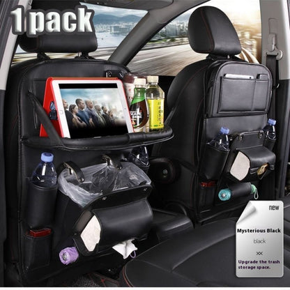 1/2pcs Upgraded Overhead Hanging Car Seatback with Partitioned Storage, Tray Table, Cup Holder, Umbrella & Computer Desk - Large Capacity Space-Saving Suitable for Car Interior Storage, Fits for Most Vehicles (Backseat)