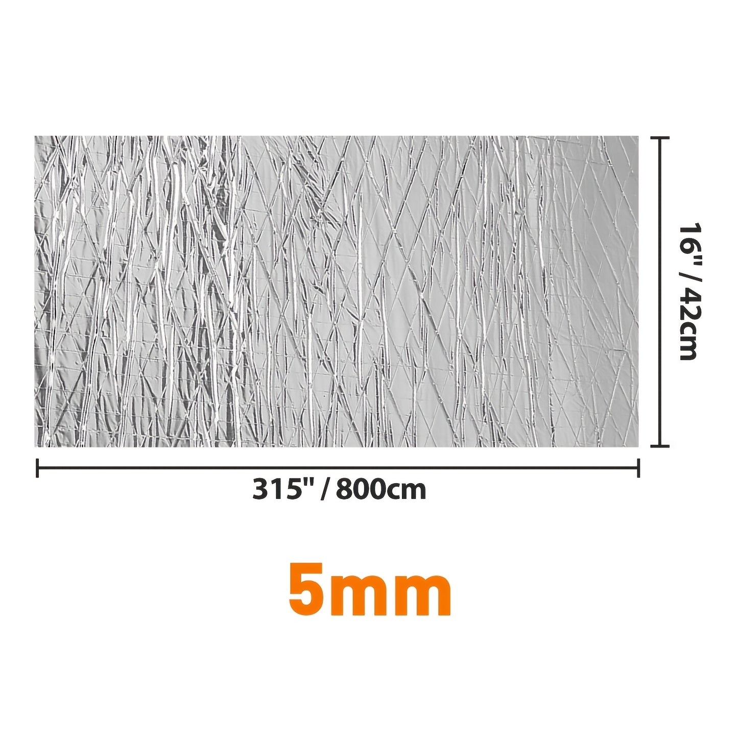 315 "x 16" Automotive Noise Insulation Mat - Automotive Aluminium Heat Insulation And Noise Barrier, 10mm X 800cm X 42cm Thick, Black with Grey Backing, Enhanced Noise And Insulation, Door Sound Insulation
