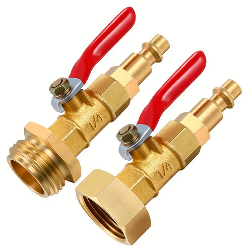 RV Winterize Blowout Adapter with 1/4" Quick Connect Plug And 3/4" Garden Water Hose Threading, Winterize Quick Adapter with Ball Valve RV Water Hoses And Parts, Without Battery