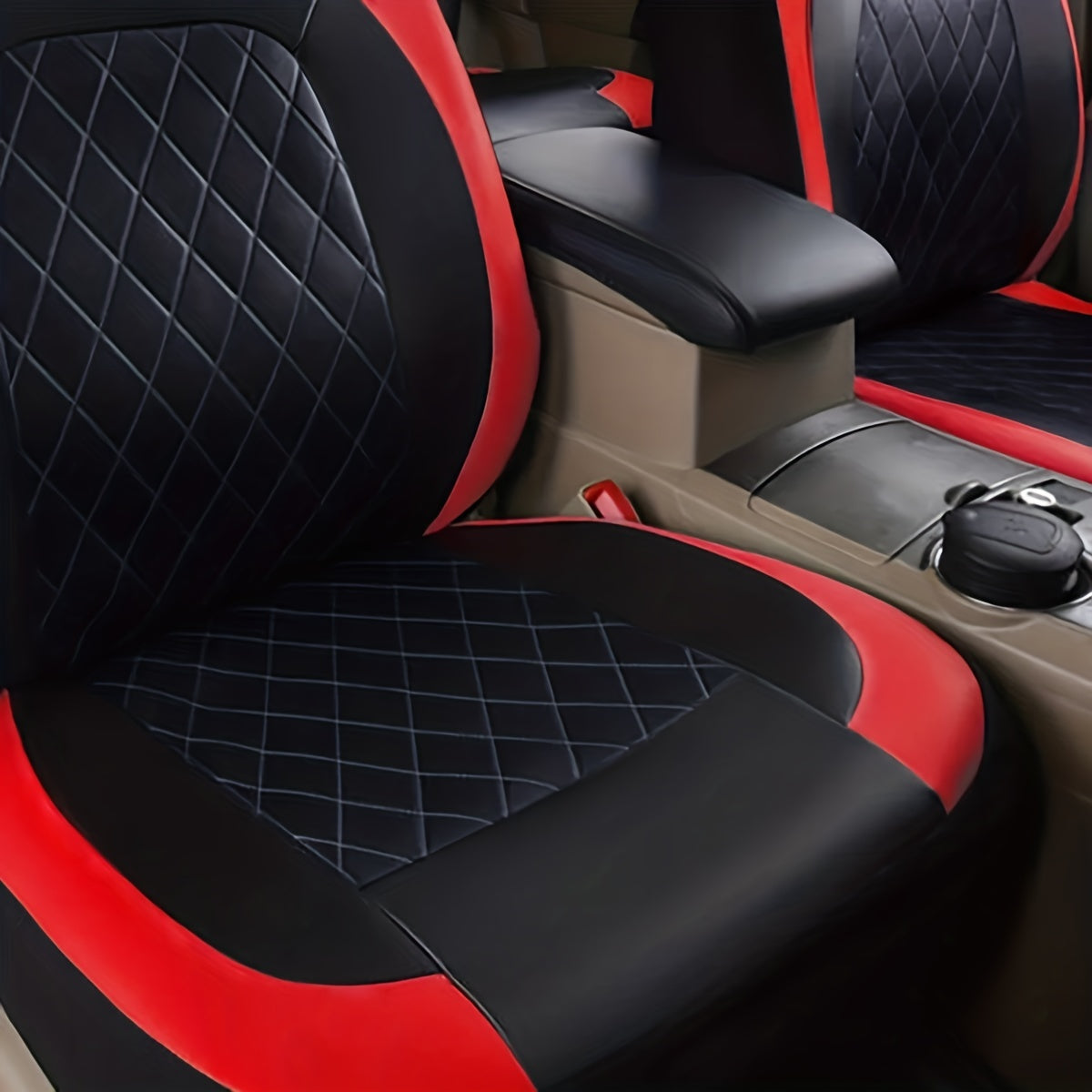 Deluxe All-Season Quilted PU Leather Car Seat Covers - Comfy Sponge-Padding, Universal Fit, christmas gifts