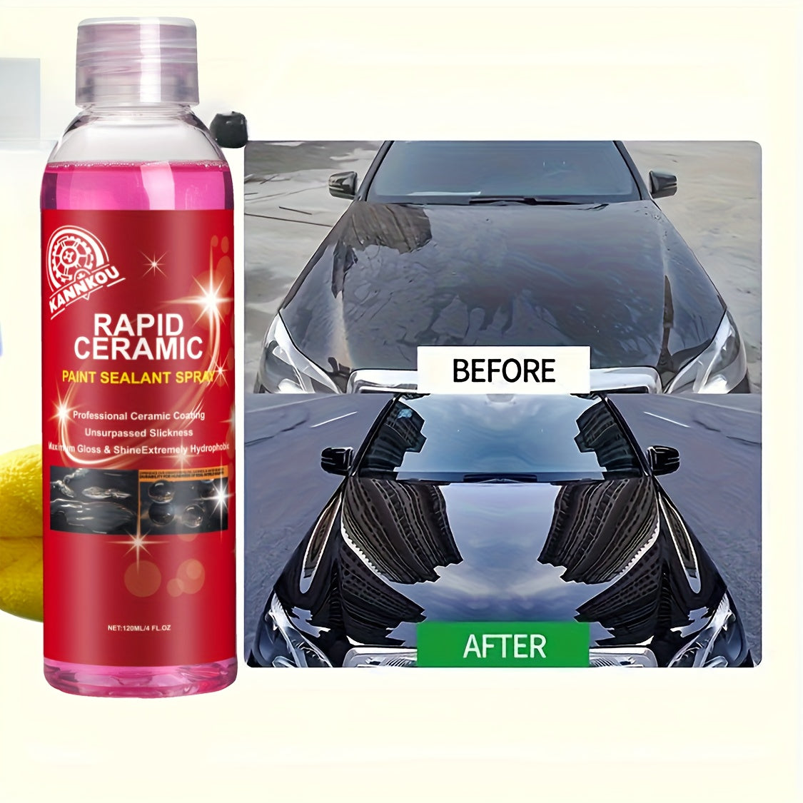 Hybrid Solutions Ceramic Spray Coating, Incredible Shine and Protection for Car Paint, Extreme Water Beading, Safe for Cars, Trucks, Motorcycles, RV's and More, 120ml,4.06oz