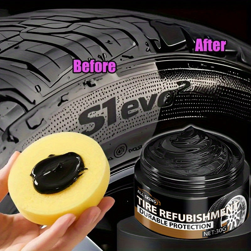 Tire Blackening Wax - Long-Lasting Shine & Protection, Scratch Concealment for , Bike, and Motorcycle Wheels - Revives and Covers Imperfections, High-Quality ABS Material, Wheel Care Solution|Sleek Appearance|Polished Finish, Tire Care for Cars