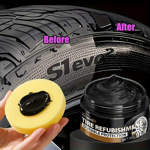 Tire Blackening Wax - Long-Lasting Shine & Protection, Scratch Concealment for , Bike, and Motorcycle Wheels - Revives and Covers Imperfections, High-Quality ABS Material, Wheel Care Solution|Sleek Appearance|Polished Finish, Tire Care for Cars