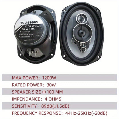 2pcs 6X9 inch1200W 5-way car mounted high fidelity full frequency coaxial speaker,preferred for modified vehicles Auto Audio Music Stereo Subwoofer Full Range Frequency,car stereo speakers,car door speakers