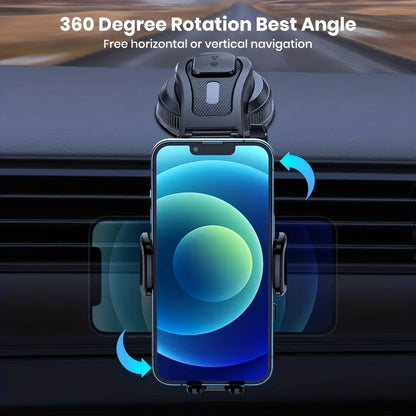[All Phones Adjustable Car Holder] Soligu Car Phone Holder Mount, Universal Phone Holder Cradle For Car, Adjustable In Vertical And Horizontal Directions With High Stability, Strong Adhesion, Bonus Adhesive Pads For Car Dashboards, Compatibility With All
