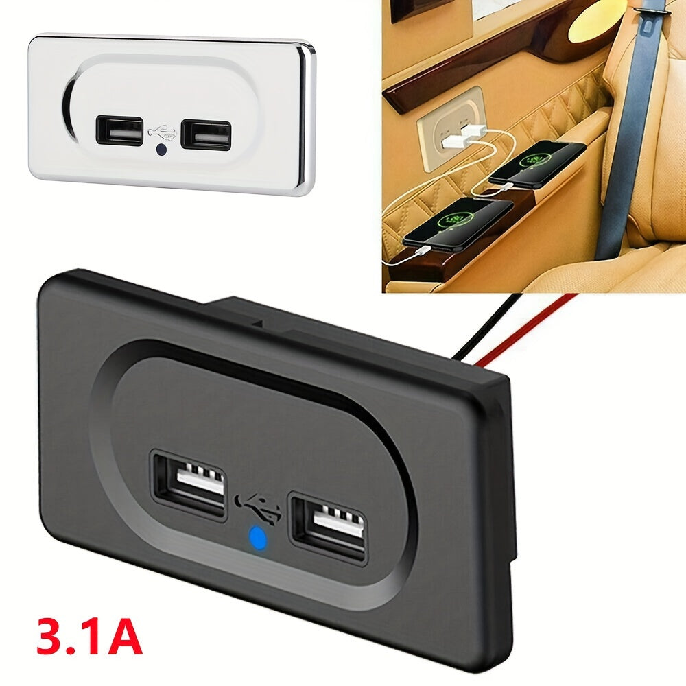 12 V Dual USB Fast Charging Socket Panel for Motorcycles, Cars, And Rvs, Without Battery