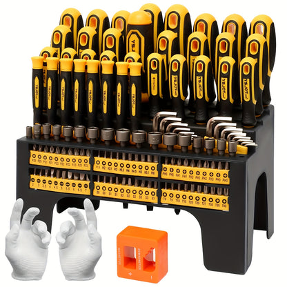 A 131pcs Magnetic Screwdriver Kit Featuring a Plastic Organizer, Which Comes with a Precision Screwdriver, Pick And Hook, Ratchet Driver, And Hex Key, Making It a Great Gift Option