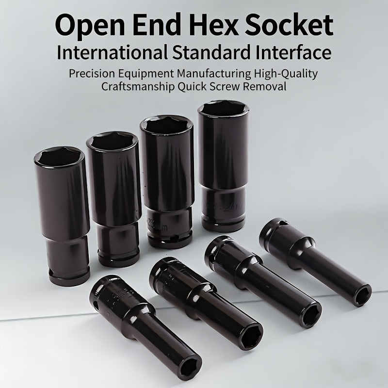 1/2-Inch Deep Impact Socket Set with Sturdy Green Storage Case, Pneumatic& Electric Drill Compatible, Ideal for Tire Removal, Mechanical Repair& Auto Maintenance