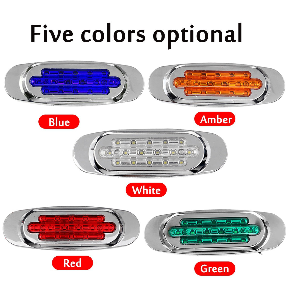 8pcs Ultra-Bright 16LED Car Side Marker Lights, 12-24V - Amber/White/Red/Blue/Green, Fit for Trucks & Trailers, Enhanced Visibility & Safety