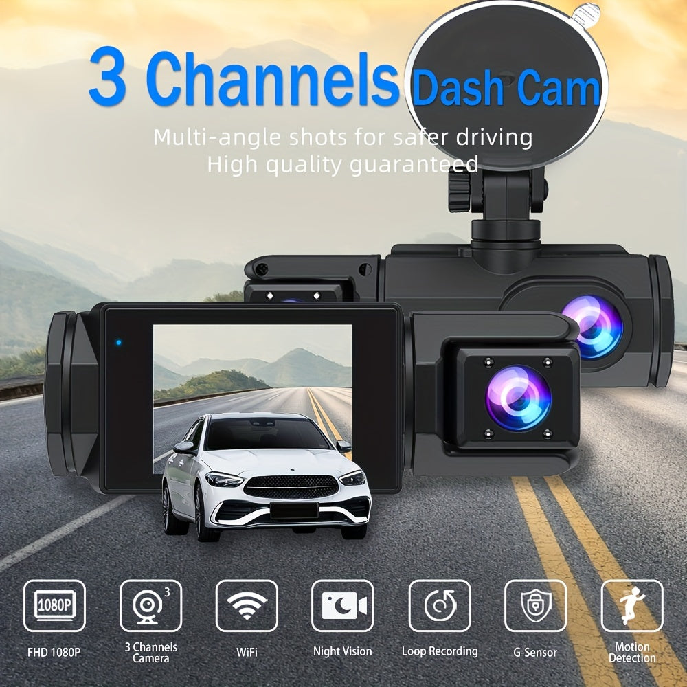 2.0 Lnch IPS Screen Dash Camera, 2/3 Lens with 32GB TF Card Optional, 170 Wide Angle WlFl Night Version Loop Recording G-Sensor WIFI Optional