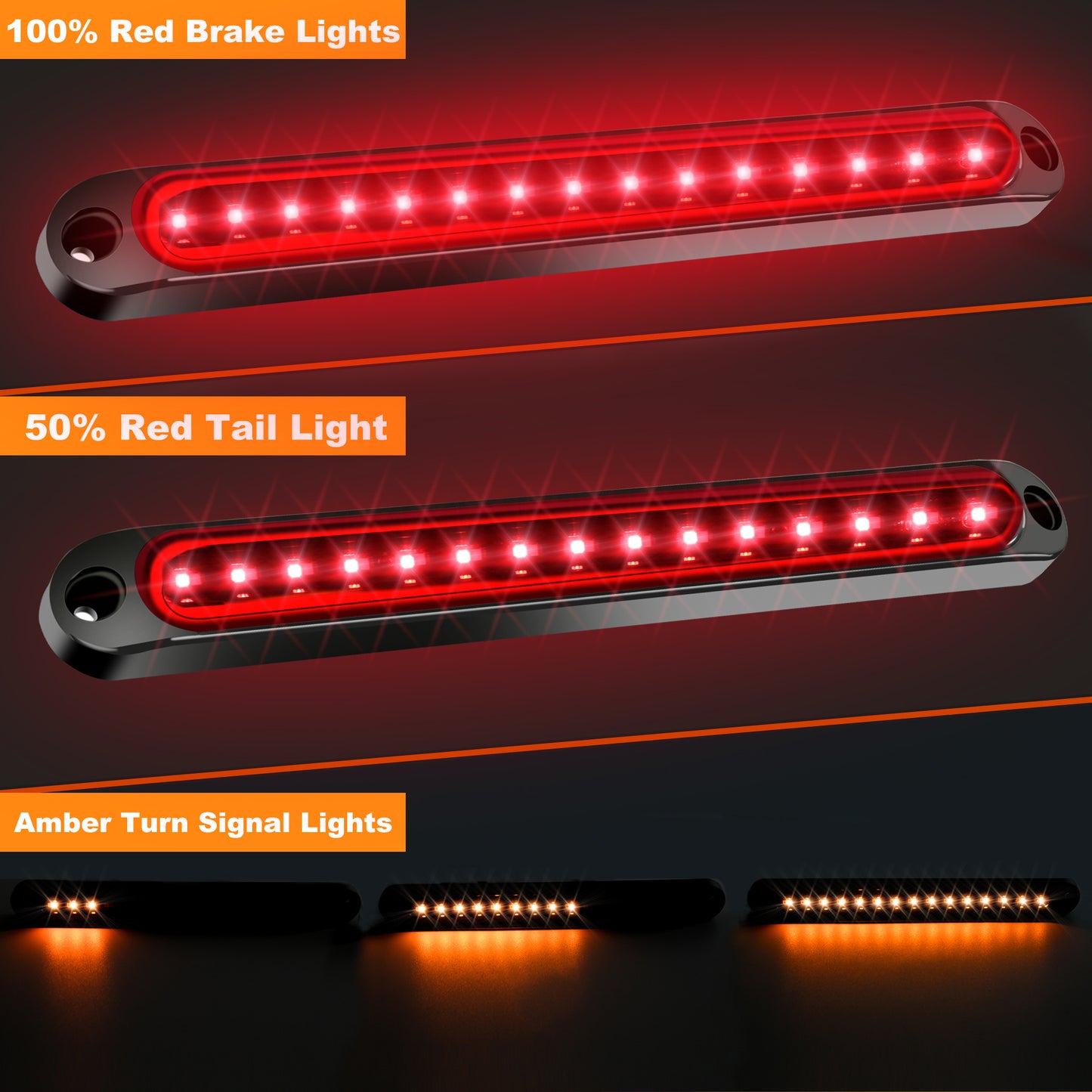 4pcs Smoked Lens LED Trailer Tail Light Bar Brake Stop Turn Signal Lights for Trucks and RV