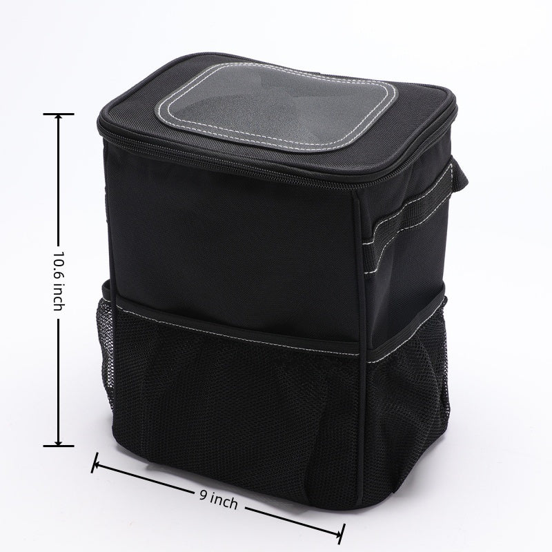 2 Gallon Car Trash Can with Lid and Storage Pockets – Leakproof & Odor-Proof Vehicle Garbage Bin – Fits Cars, SUVs, Trucks