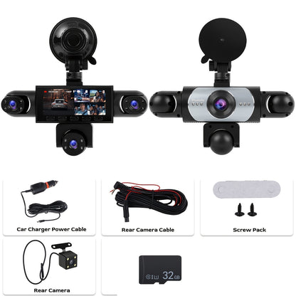 PODOFO Vehicle-Installed 5Lens/4lens High-Definition Dash Cam, Featuring 1080P Front And Front, Rear, Left, And Right, Providing 360° Comprehensive Coverage, Reverse Image Loop Recording, Car Camera/Car Additions/Monitoring System, Without Battery