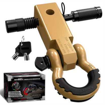 AUTMATCH 2-Inch Heavy Duty Shackle Hitch Receiver Kit - 45,000 lbs Break Strength, High-Strength Drop-Forged Towing System with Lock Pin & D-Ring Shackle for Truck,, RV, ATV, Boat Recovery ( Fit)