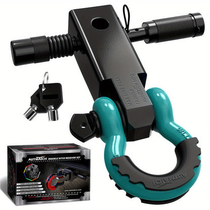 AUTMATCH 2-Inch Heavy Duty Shackle Hitch Receiver Kit - 45,000 lbs Break Strength, High-Strength Drop-Forged Towing System with Lock Pin & D-Ring Shackle for Truck,, RV, ATV, Boat Recovery ( Fit)