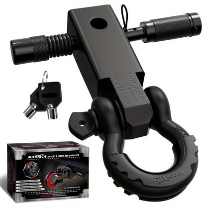 AUTMATCH 2-Inch Heavy Duty Shackle Hitch Receiver Kit - 45,000 lbs Break Strength, High-Strength Drop-Forged Towing System with Lock Pin & D-Ring Shackle for Truck,, RV, ATV, Boat Recovery ( Fit)