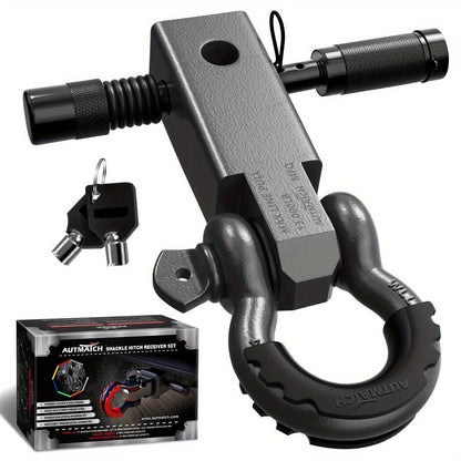 AUTMATCH 2-Inch Heavy Duty Shackle Hitch Receiver Kit - 45,000 lbs Break Strength, High-Strength Drop-Forged Towing System with Lock Pin & D-Ring Shackle for Truck,, RV, ATV, Boat Recovery ( Fit)