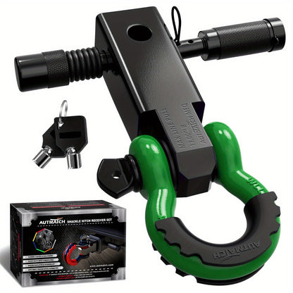 AUTMATCH 2-Inch Heavy Duty Shackle Hitch Receiver Kit - 45,000 lbs Break Strength, High-Strength Drop-Forged Towing System with Lock Pin & D-Ring Shackle for Truck,, RV, ATV, Boat Recovery ( Fit)