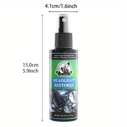 4.06oz Automotive Headlight Repair Kit - Quick Refurbishment Solution, No Polishing Required, Instantly Clear Cloudy Lenses, Enhances Visibility & Brightness, Easy-to-Use Restoration and Care Kit for Car Headlight Maintenance, Headlight Cleaner