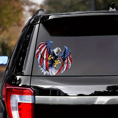 4PCS American Flag Eagle Decal for Truck Car Window Bumper Decoration, Cartoon Animal Vinyl Sticker with Glossy Finish, Self-Adhesive Irregular Shape for Wood, Plastic, Glass, Metal, Ceramic Surfaces - Single Use Anime Auto Flag Theme Adhesive Art.
