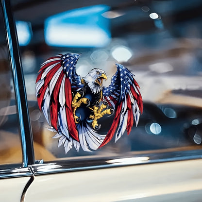 4PCS American Flag Eagle Decal for Truck Car Window Bumper Decoration, Cartoon Animal Vinyl Sticker with Glossy Finish, Self-Adhesive Irregular Shape for Wood, Plastic, Glass, Metal, Ceramic Surfaces - Single Use Anime Auto Flag Theme Adhesive Art.