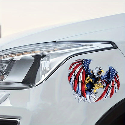 4PCS American Flag Eagle Decal for Truck Car Window Bumper Decoration, Cartoon Animal Vinyl Sticker with Glossy Finish, Self-Adhesive Irregular Shape for Wood, Plastic, Glass, Metal, Ceramic Surfaces - Single Use Anime Auto Flag Theme Adhesive Art.