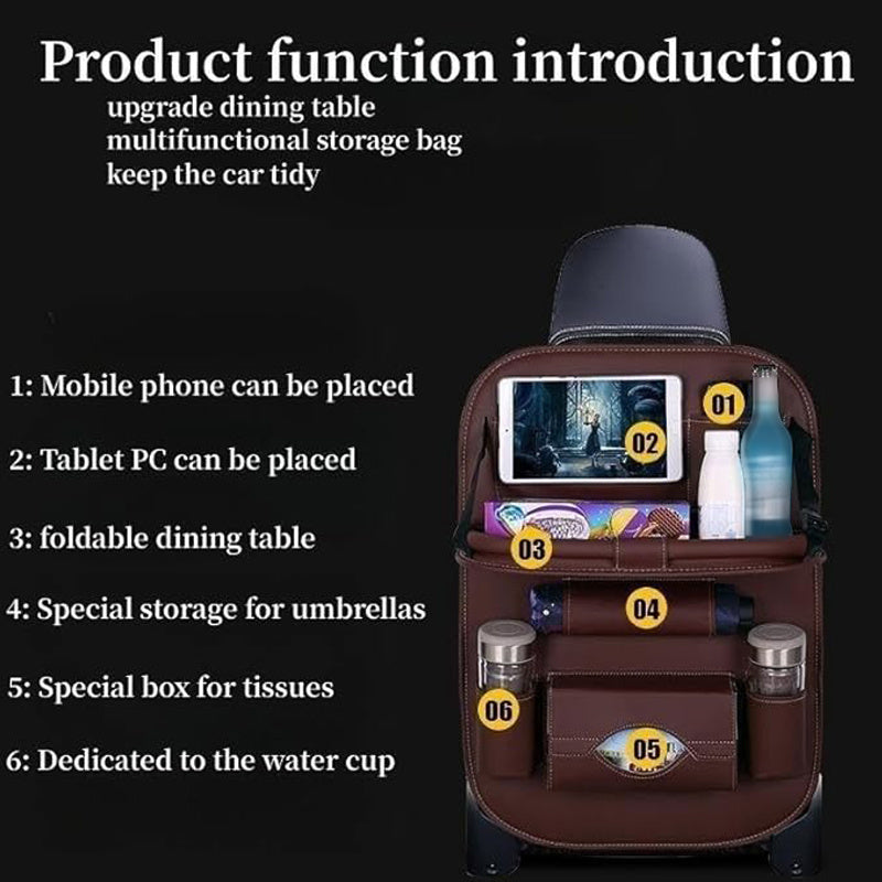 2pcs Premium Integrated Car Rear Seat Storage Box - The Ultimate Travel Companion, Equipped with A Foldable Table, Footrest, Tissue Box, Cup And Umbrella Holder, Laptop Base, And Car Dining Plate, Standard Version Sold Separately (Without Box)