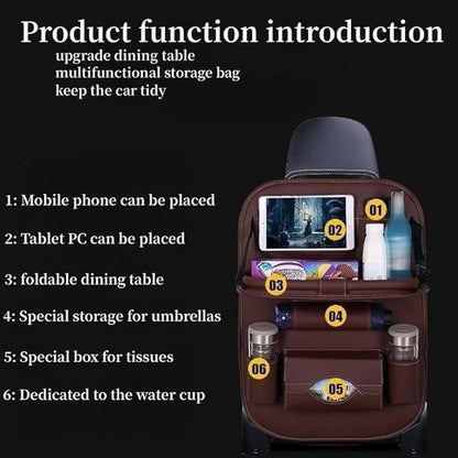 2pcs Premium Integrated Car Rear Seat Storage Box - The Ultimate Travel Companion, Equipped with A Foldable Table, Footrest, Tissue Box, Cup And Umbrella Holder, Laptop Base, And Car Dining Plate, Standard Version Sold Separately (Without Box)