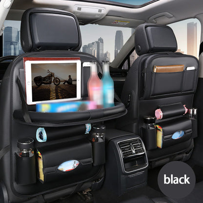 2pcs Premium Integrated Car Rear Seat Storage Box - The Ultimate Travel Companion, Equipped with A Foldable Table, Footrest, Tissue Box, Cup And Umbrella Holder, Laptop Base, And Car Dining Plate, Standard Version Sold Separately (Without Box)