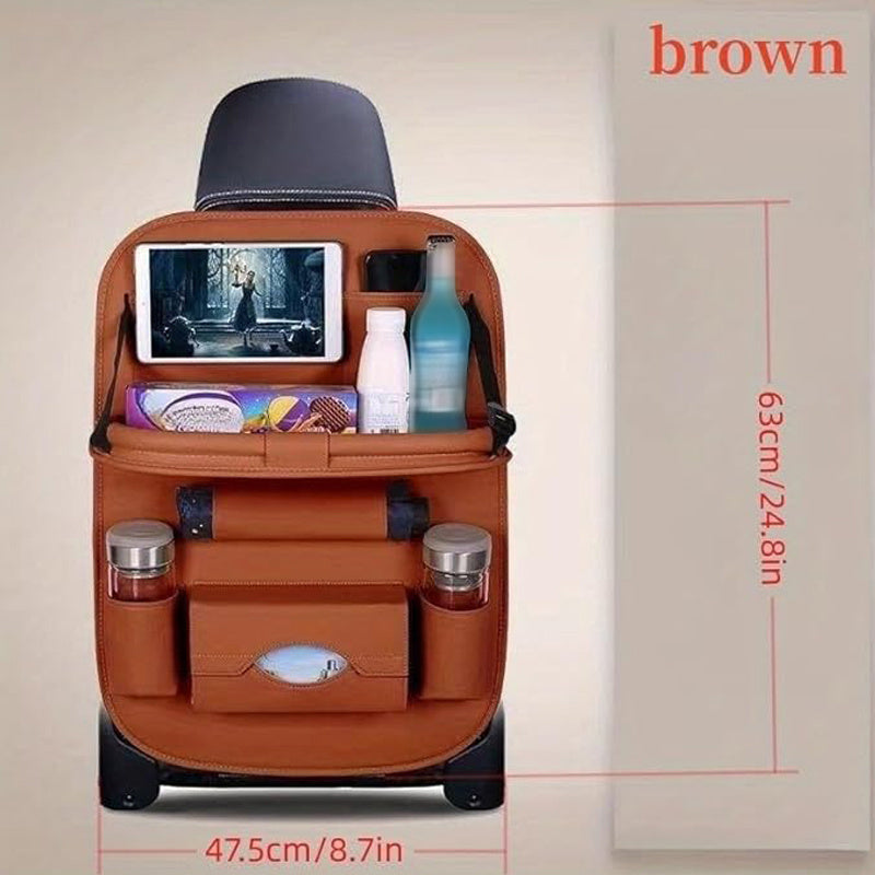 2pcs Premium Integrated Car Rear Seat Storage Box - The Ultimate Travel Companion, Equipped with A Foldable Table, Footrest, Tissue Box, Cup And Umbrella Holder, Laptop Base, And Car Dining Plate, Standard Version Sold Separately (Without Box)
