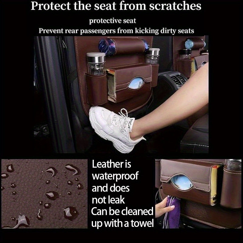 2pcs Car Ride with This All-In-One Rear Seat Storage Box - One Rear Seat Storage Box to Upgrade Your Car Ride - Including Foldable Table Holders, Foot Mats, Tissue Boxes, Cup Holders, Umbrella Holders, Laptop Desks, And Car Dining Plates