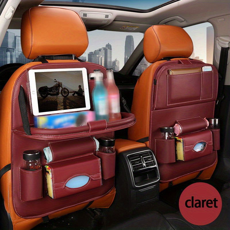 2pcs Car Ride with This All-In-One Rear Seat Storage Box - One Rear Seat Storage Box to Upgrade Your Car Ride - Including Foldable Table Holders, Foot Mats, Tissue Boxes, Cup Holders, Umbrella Holders, Laptop Desks, And Car Dining Plates