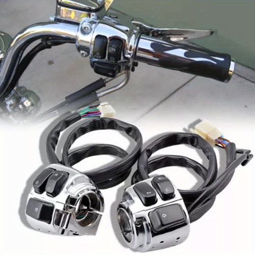 2* Chrome 1' Handlebar Control Switches+ Wiring Harness for Harley for Sportster for Dyna