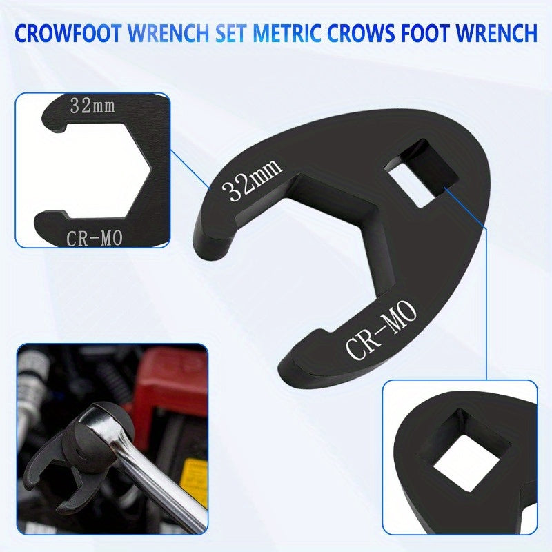 3/ 8" And 1/ 2" Drive Jumbo Crowfoot Flare Nut Wrench Set, 19pcs Metric Tool 8 to 32Mm Sizes, Flare Nut Wrench Set for 3/ 8In And 1/ 2In Drive Ratchet