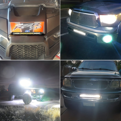 2x 10Inch LED Light Bar + 4 x 4" Light Offroad For Jeep Truck Car, Without Battery