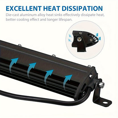 Ultra-Bright LED Light Bar & Work Light Combo Kit, White Light, Universal Fit for 4x4 Offroad Vehicles, Trucks, SUVs, ATVs - 2 Light Bars + 4 Pods Set