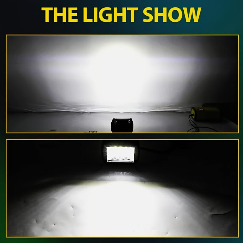 Ultra-Bright LED Light Bar & Work Light Combo Kit, White Light, Universal Fit for 4x4 Offroad Vehicles, Trucks, SUVs, ATVs - 2 Light Bars + 4 Pods Set