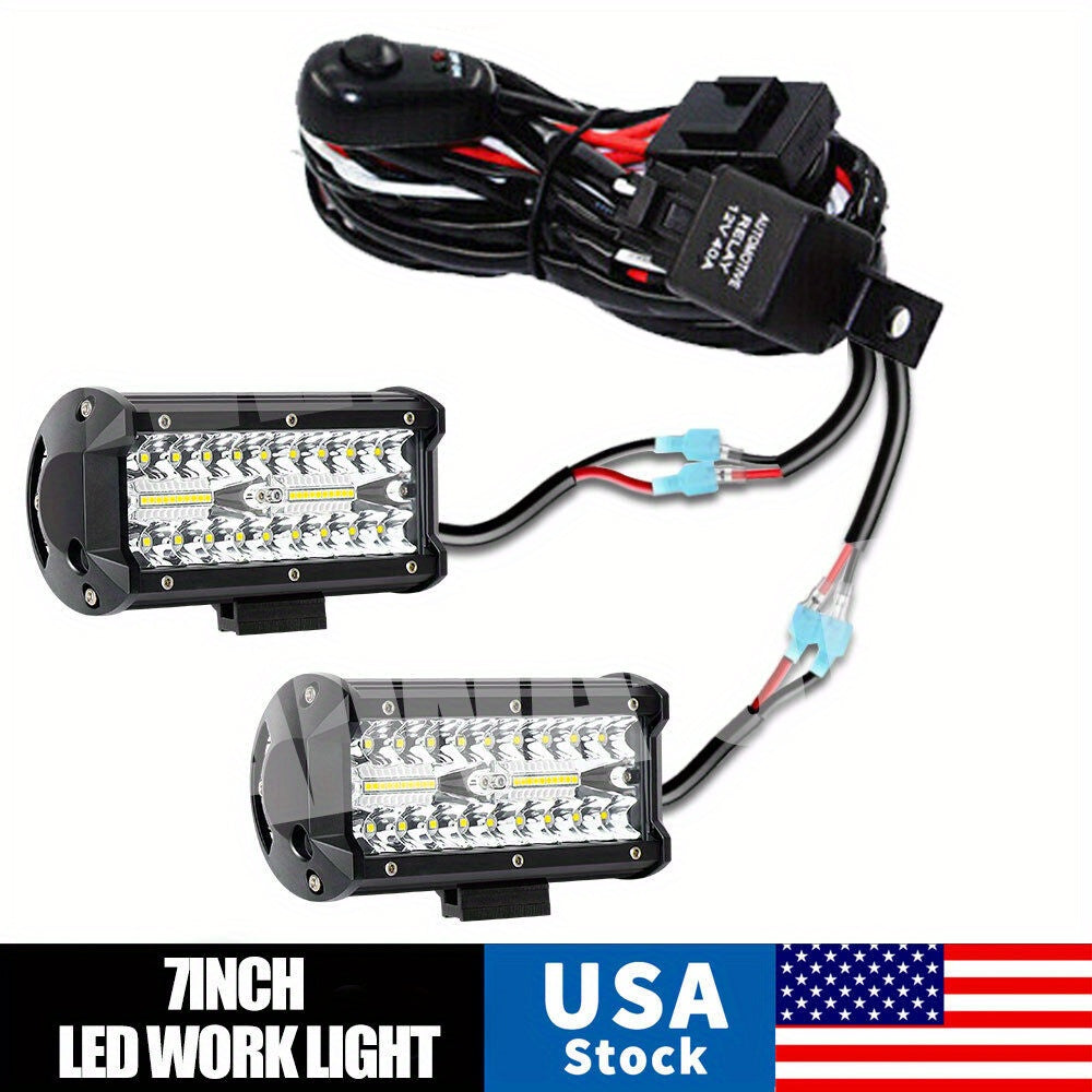 DIRECT LED Light Bar 7 Inch Off Road Lights 240W 24000lm with Wiring Harness Combo Beam LED Light Bar Work Lights for Truck Pickup ATV UTV SUV Boat
