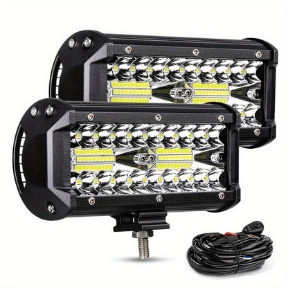 DIRECT LED Light Bar 7 Inch Off Road Lights 240W 24000lm with Wiring Harness Combo Beam LED Light Bar Work Lights for Truck Pickup ATV UTV SUV Boat